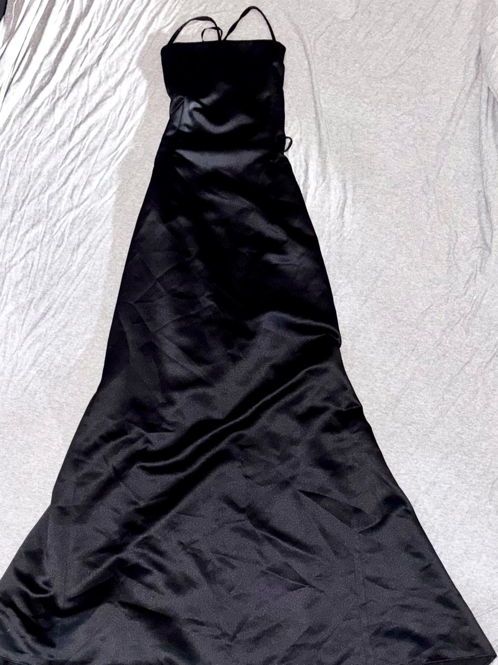 Jessica McClintock for Gunne Sax Black Satin Spaghetti-Strap Formal Dress Size 9